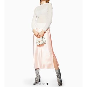 NWT split side satin bias midi skirt topshop